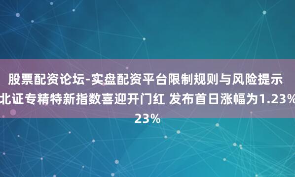 股票配资论坛-实盘配资平台限制规则与风险提示 北证专精特新指数喜迎开门红 发布首日涨幅为1.23%