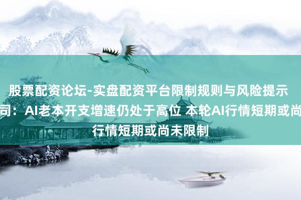 股票配资论坛-实盘配资平台限制规则与风险提示 中金公司：AI老本开支增速仍处于高位 本轮AI行情短期或尚未限制