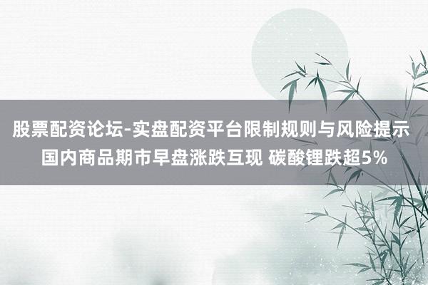 股票配资论坛-实盘配资平台限制规则与风险提示 国内商品期市早盘涨跌互现 碳酸锂跌超5%